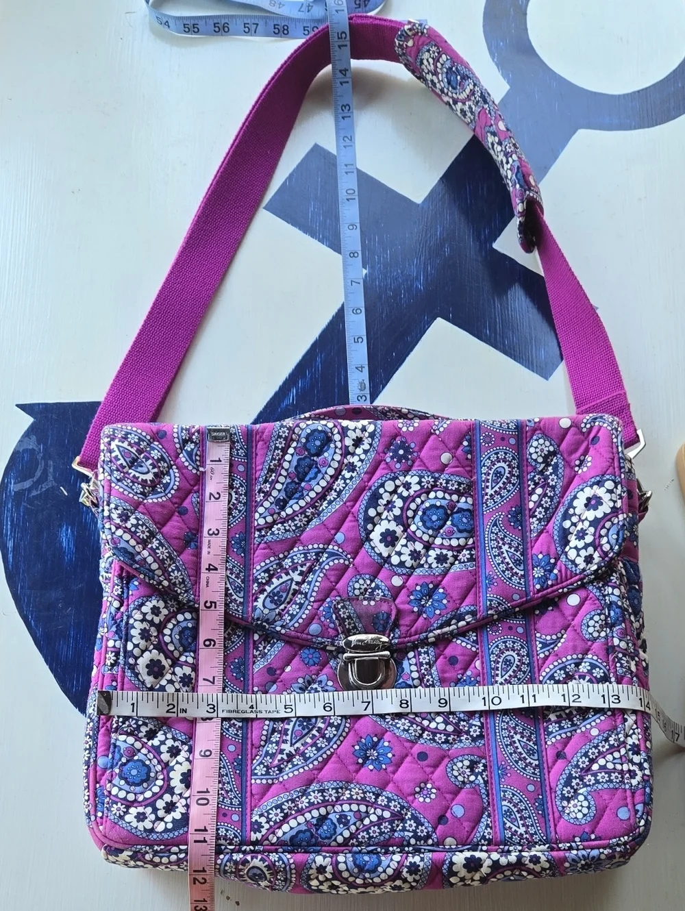 Vera Bradley Boysenberry Paisley Print Pink And Blue Quilted Laptop Bag
